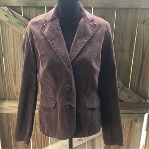St Johns Bay Stretch Brown Corduroy 3 Button Blazer Style Jacket Size M